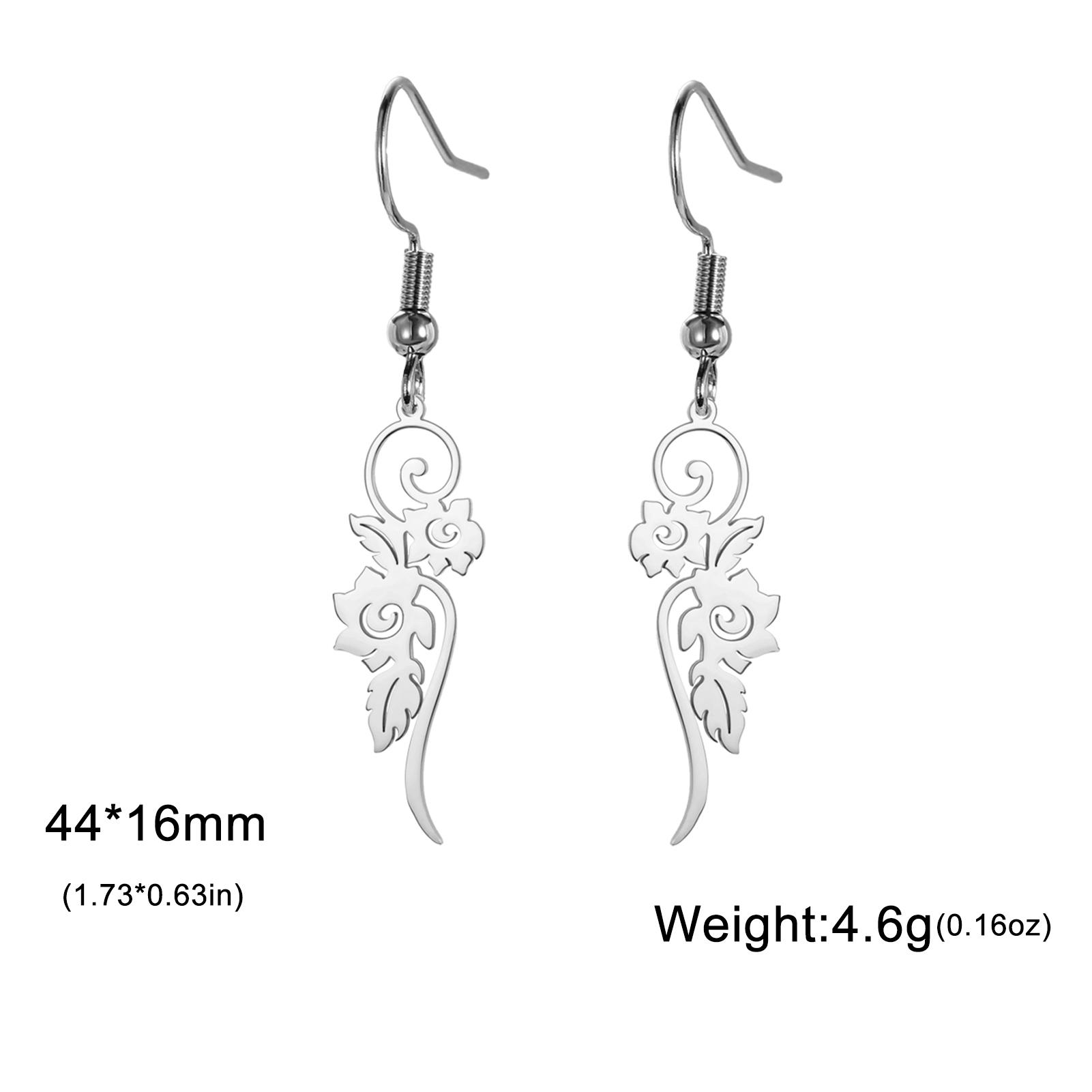 

Teamer Delicate Long Flower Vine Dangle Earrings Women Girls Stainless Steel Hoop Earrings Floral Plant Jewelry Birthday Gift