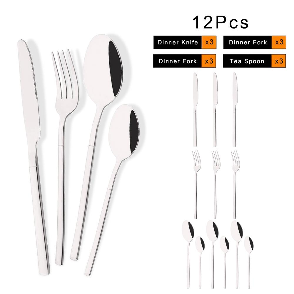 12Pcs Rose Gold Dinnerware Set Stainless Steel Cutlery Set Fork Knife Coffee Spoon Tableware Silverware Kitchen Flatware Set