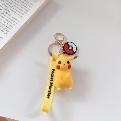 Silicone Keychains Pikachu Charmander Snorlax Bag Charms Anime Backpack Pendants Decor Accessories Kids Toys