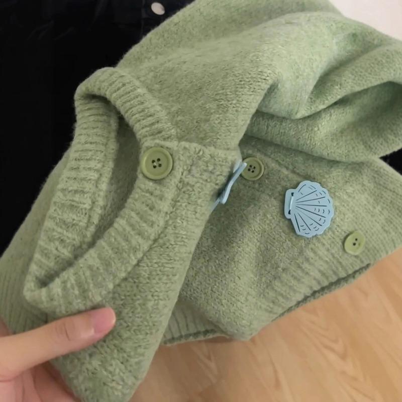 Embroidered crew neck knitted cardigan women's autumn winter clothing new loose sweater jacket women's top