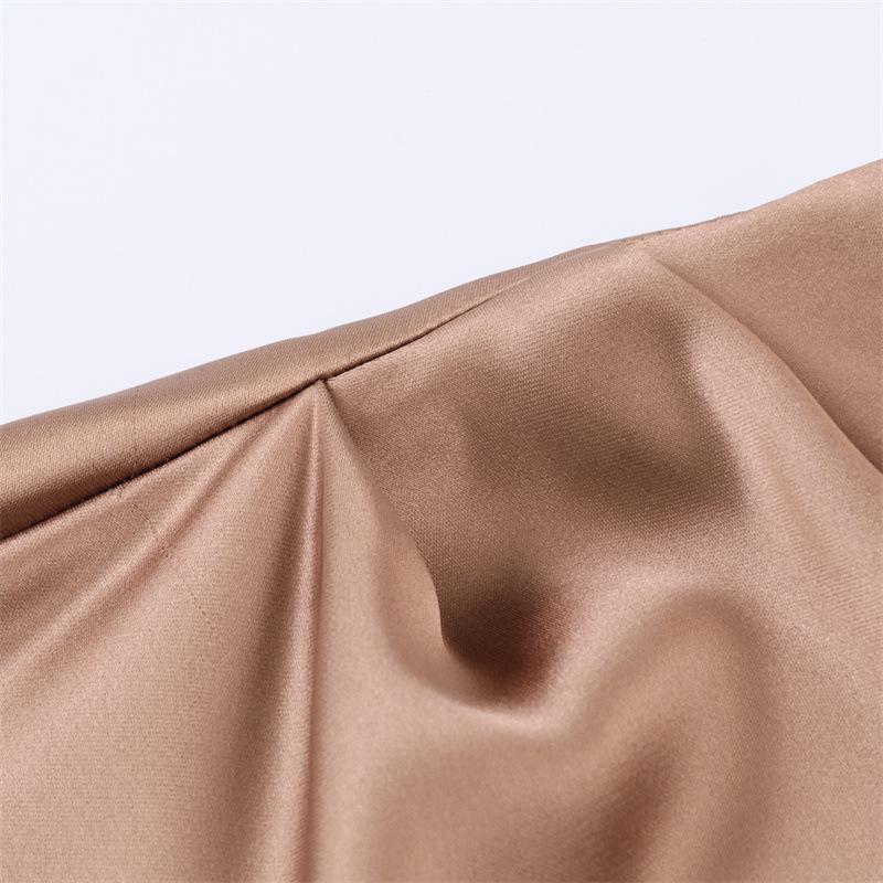 Spring 2026 Asymmetrical Sleeve Silk Satin Midi Dress