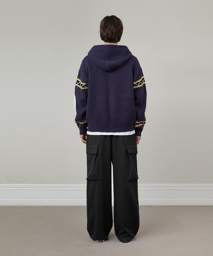 Glw Oversized Sailing Hooded Knit Zip-Up Navy