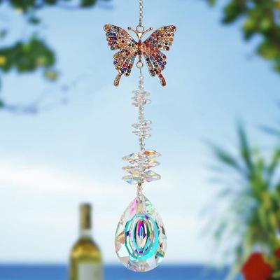 Garden Decoration Crystal Animal Shape Wind Chimes Hanging Colorful Light Collection Pendant Rotating Exquisite Sun Catcher Tree