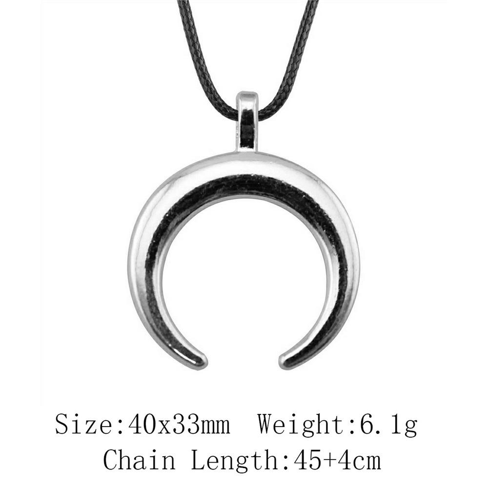 Punk Witch Horn Crescent Pendant Necklace For Women Men Half Moon Necklace Crescent Lune Necklace