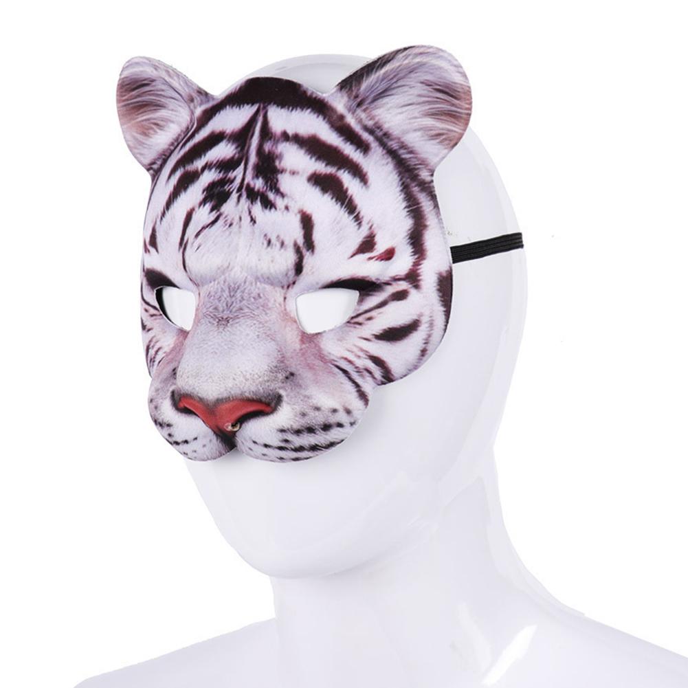3D Animal Tiger Half Face Cover Party Cosplay Costume EVA Realistic Look for Women Men Yellow