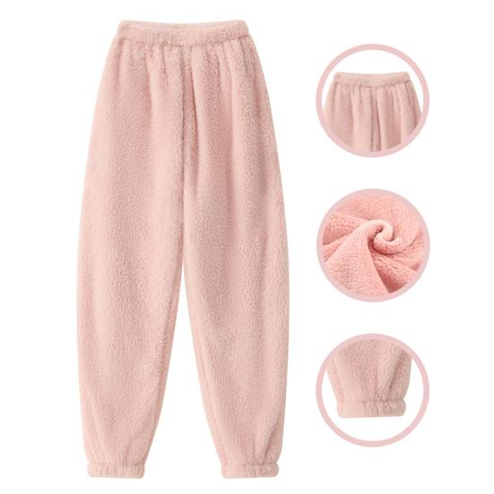 Zimové pyžamové kalhoty Hrubé plyšové Elastický pas Volné Udržují teplo Design obepínající nohy Unisex Domácí oblečení