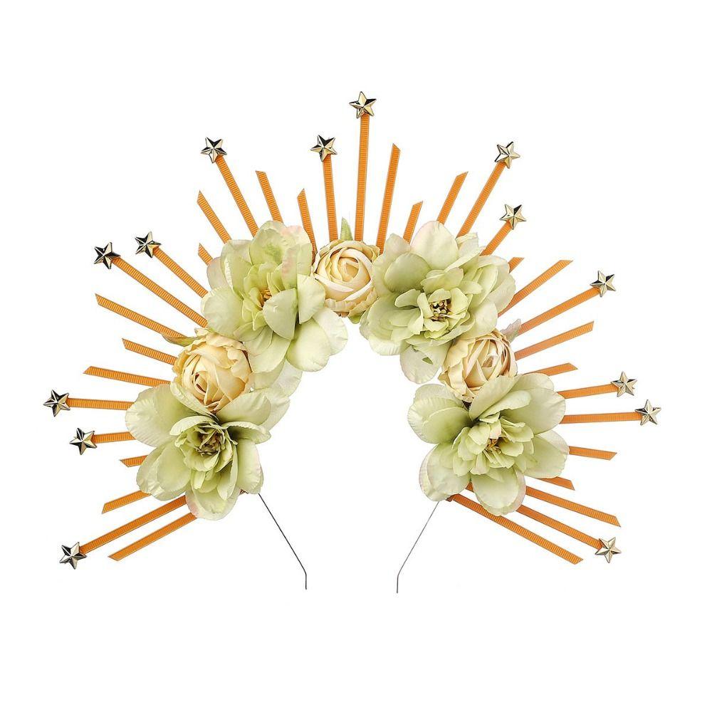 Party Attire Goddess Crown Tiaras Headband Multiple Colors Rose Halo Hairband  Stage Performance