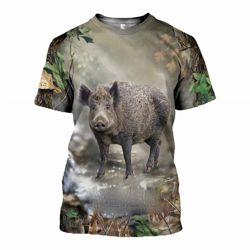 Summer Outdoors Hunting Camouflage T Shirt for Men Fashion New Casual Personality Printed Animal Pattern Round Neck Tees Tops