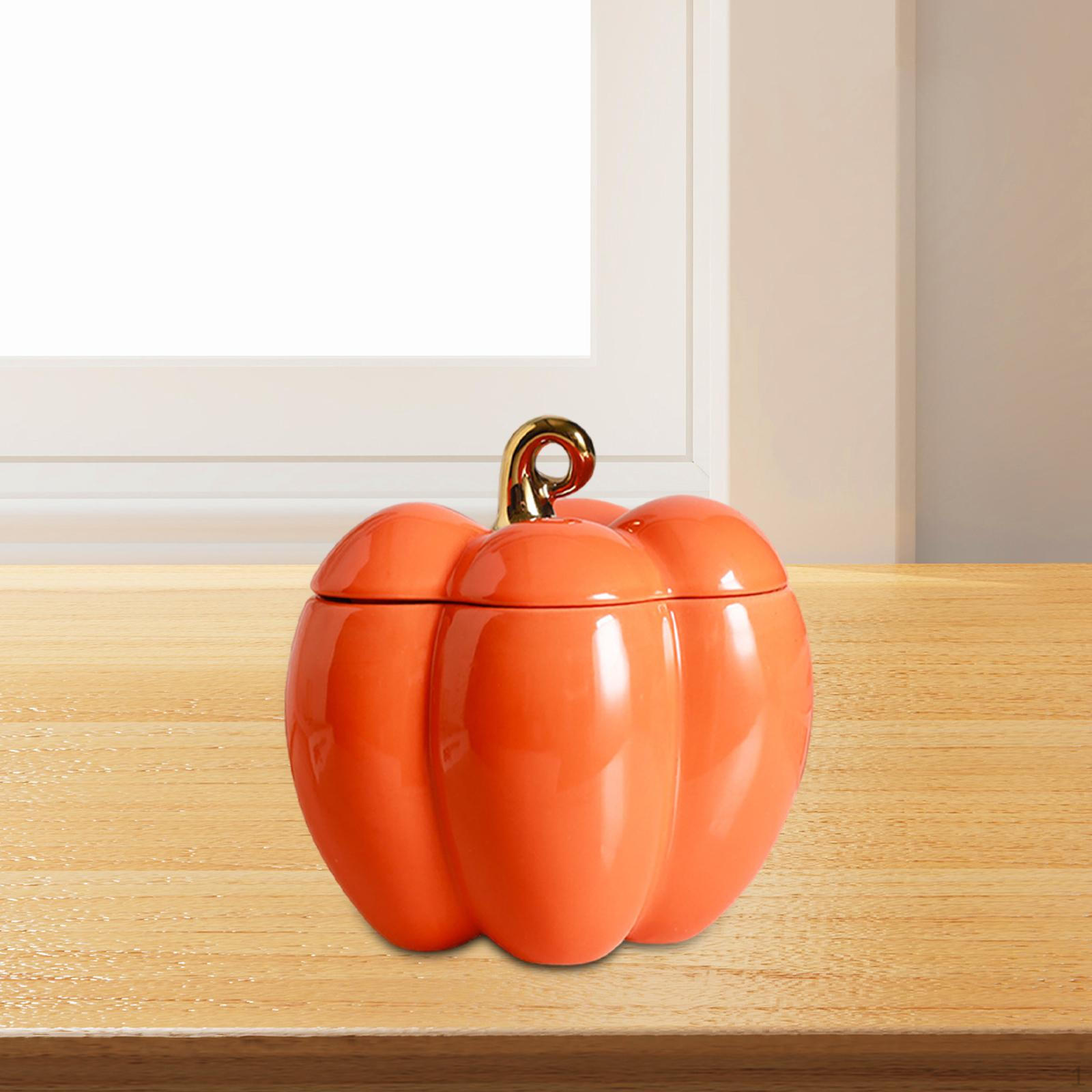 Керамический контейнер для хранения конфет и сахара с крышкой оранжевый