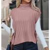 Women S Solid High Neck Sleeveless Side Tie Pullover Sweater