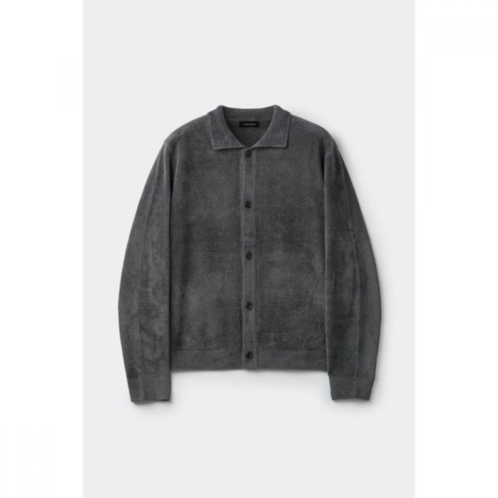 Customellow Gray Chenille Collar Cardigan Cwwaw25712gyx S