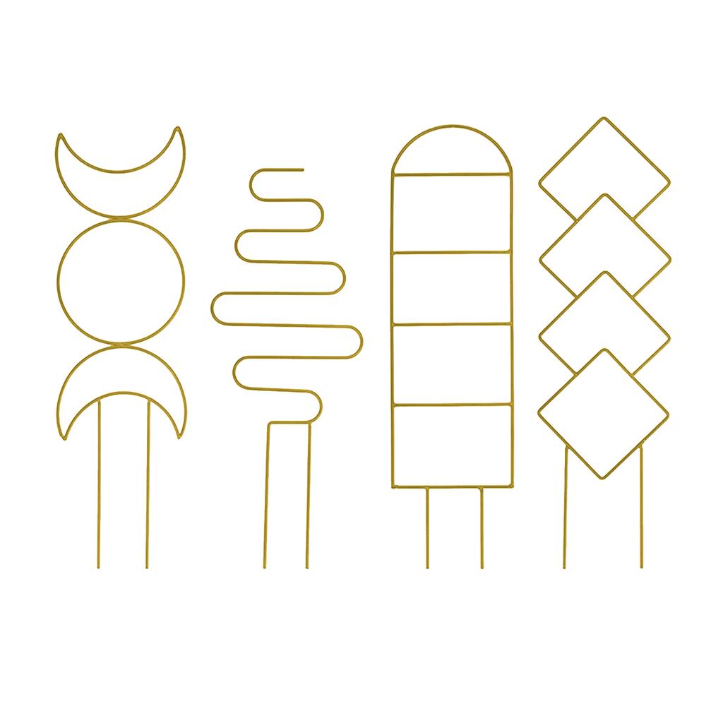 4pcs Geometry Metal Plant Trellis Potted Climbing Plant Starter Tool for Stems Vine Peas Vegetables DIY Training Pole