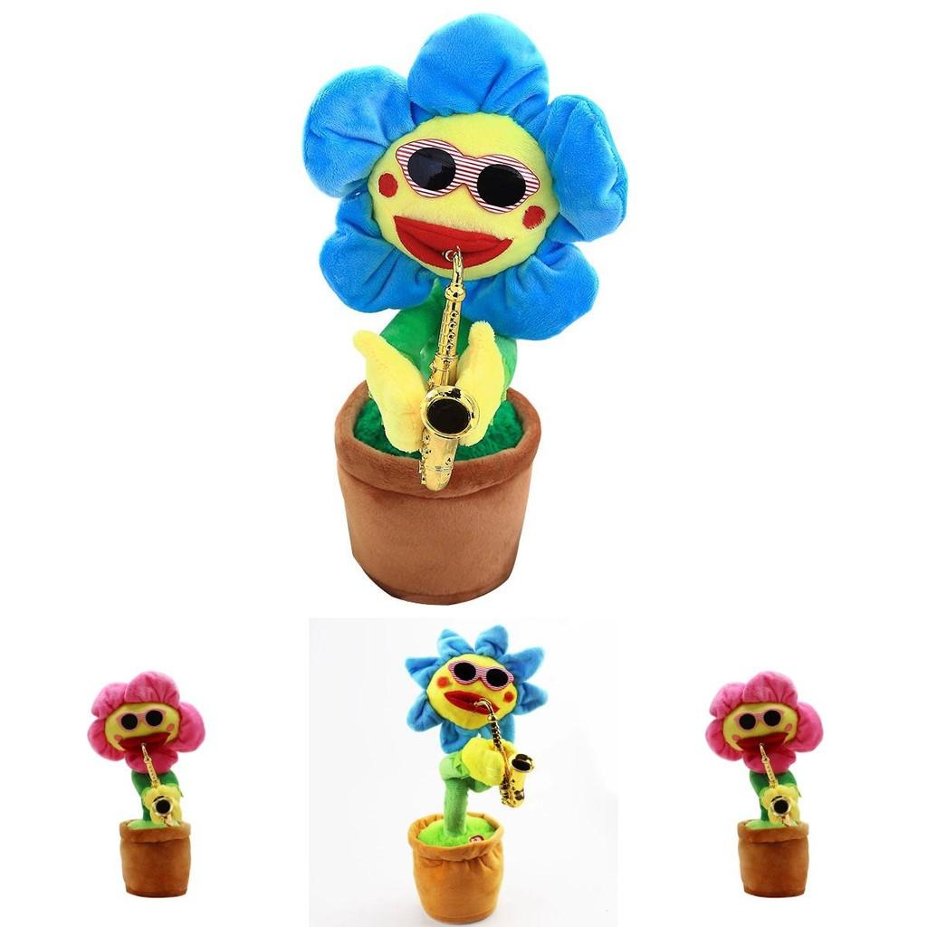 Saxophone Sunflower Plush Toy With Singing And Dancing Functions For Kids Gift
