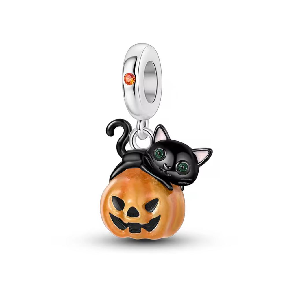 Halloween New Copper Thriller Party Skull Witch Pumpkin Cute Ghost Charm Beads Suitable For Diy Original Bracelet Making