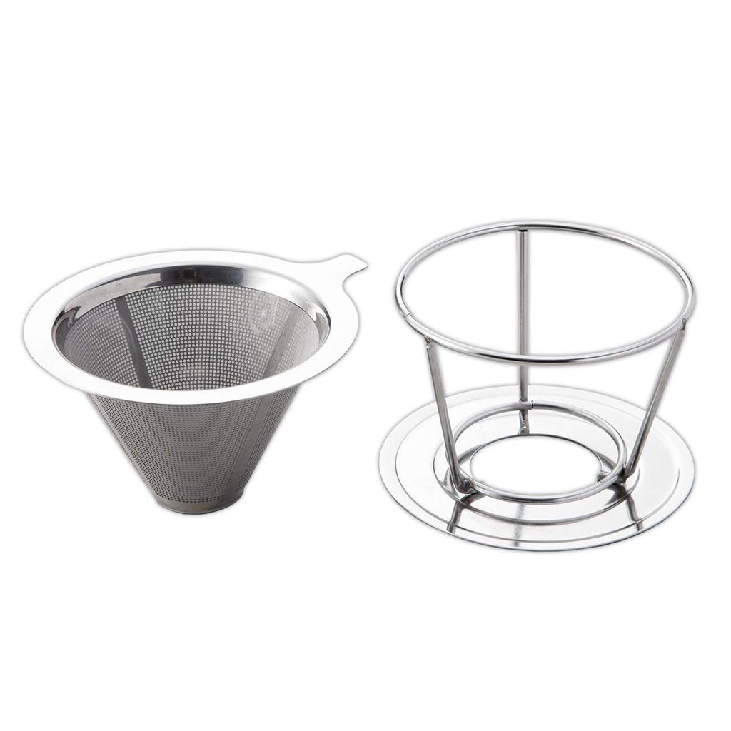 Stainless Steel Coffee Dripper, No Paper Filters Required, Reusable, Separate Stand, Mesh, for 1-2 People