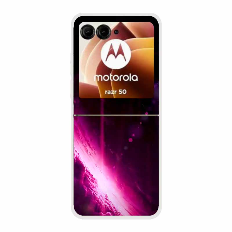 For Moto Razr 50 Case Clear Plastic Hard Painted Space Transparent Phone Covers for Motorola Razr 60 50 Coque Razr 2024 PC Cases