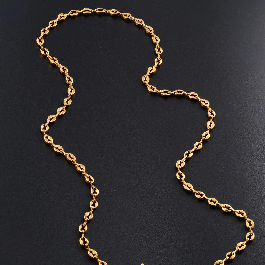 Trendy ocelový náhrdelník s prasečím nosem Řetízky ve tvaru kávových zrn Unisex Klasické náramky Šperky Velkoobchod