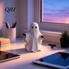 Harz Geist Figur Niedliche Weiße Figur, Miniatur Halloween Dekoration, Mattes Regal-Sitzer Finish Tischplatten-Statue für Haus Party Dekor Minimalistisch