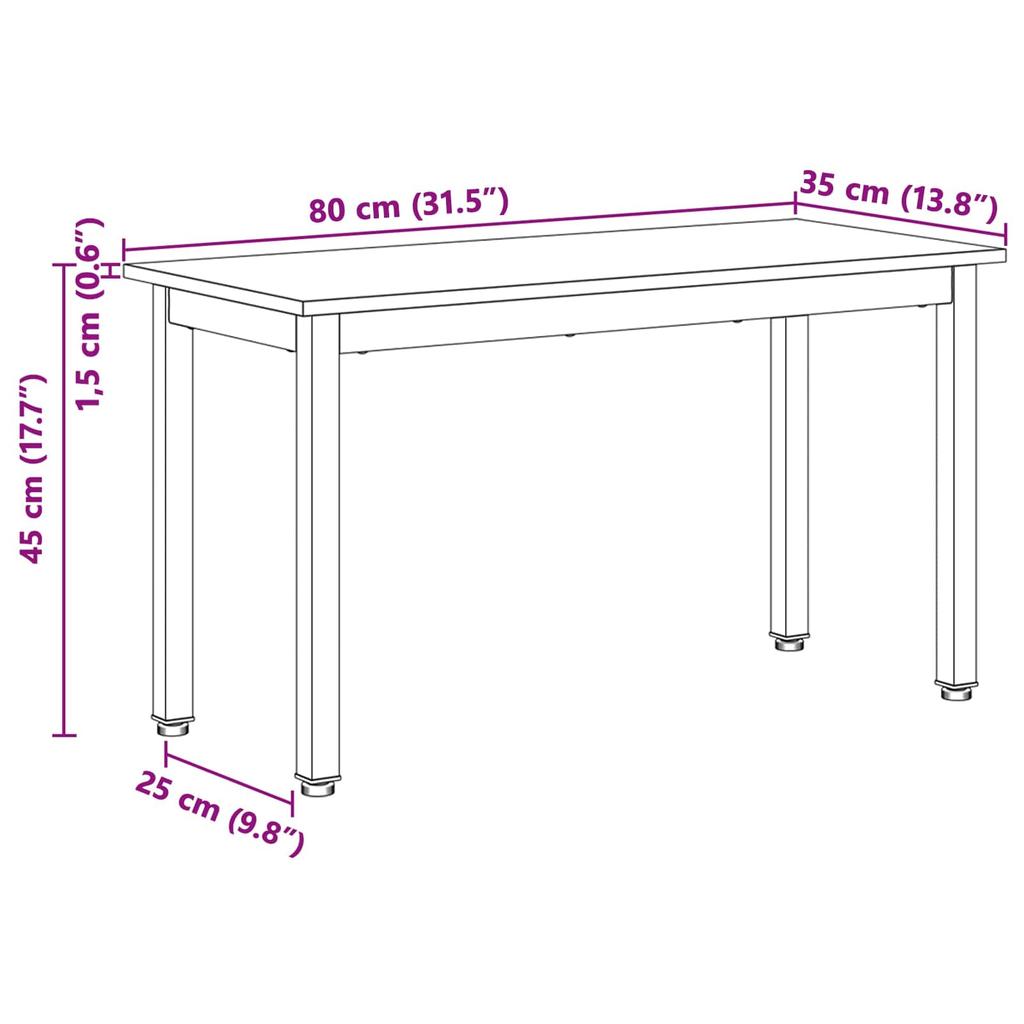 Natural Pine Wood Bench 80 x 35 x 45 cm Solid Pine Wood