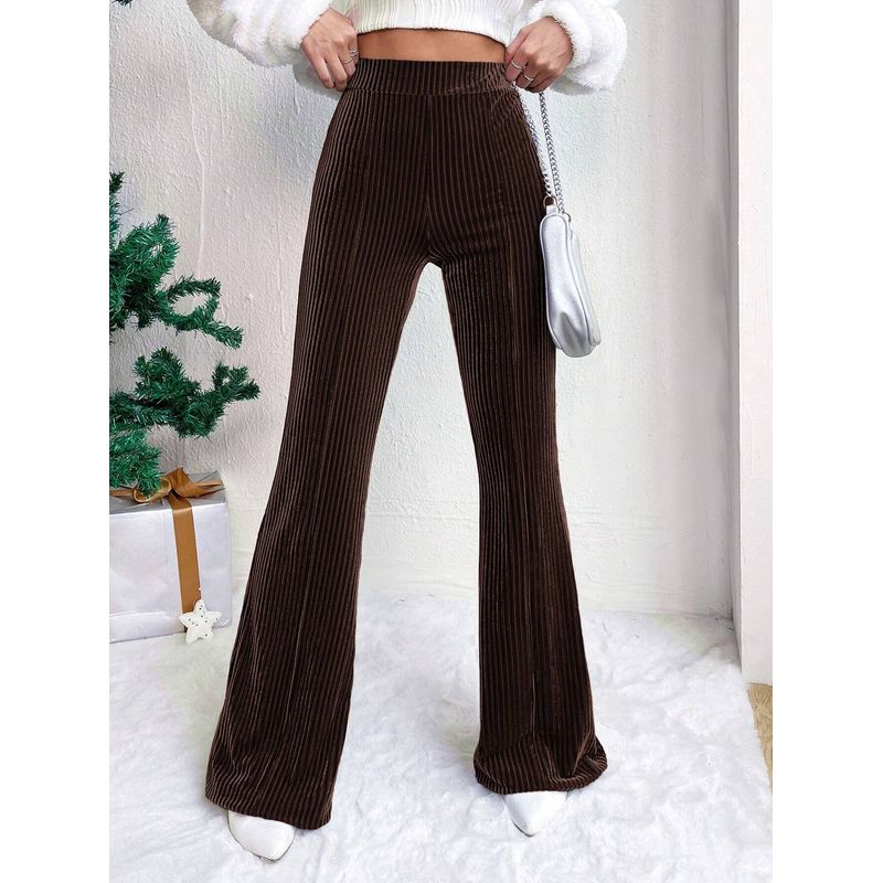 

2025 Corduroy Flared Pants Casual Wide Leg Long Sweatpants Coffee S