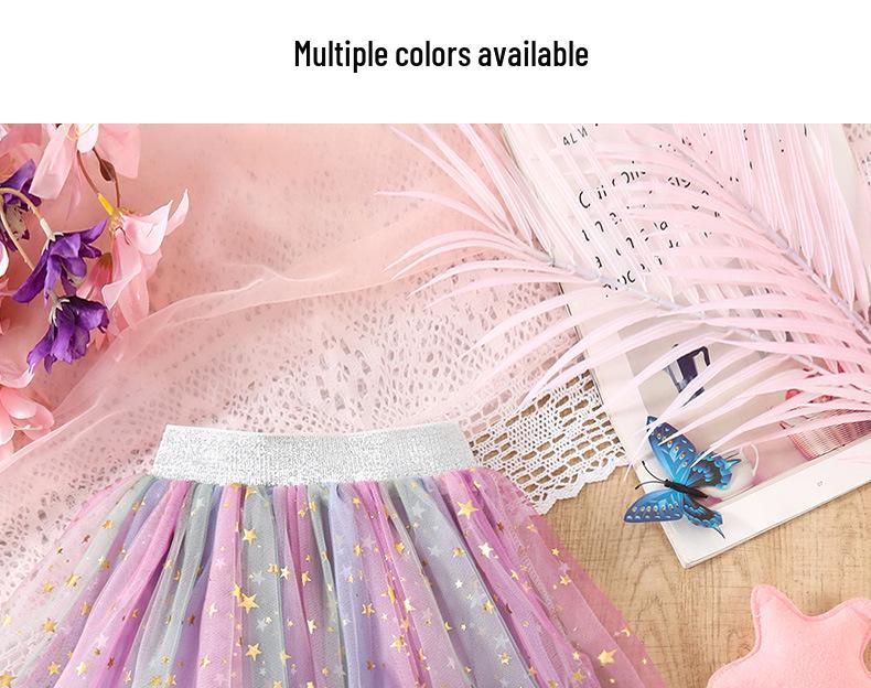 Dívčí nadýchaná princeznovská sukně s potiskem hvězd - Pro všechna roční období