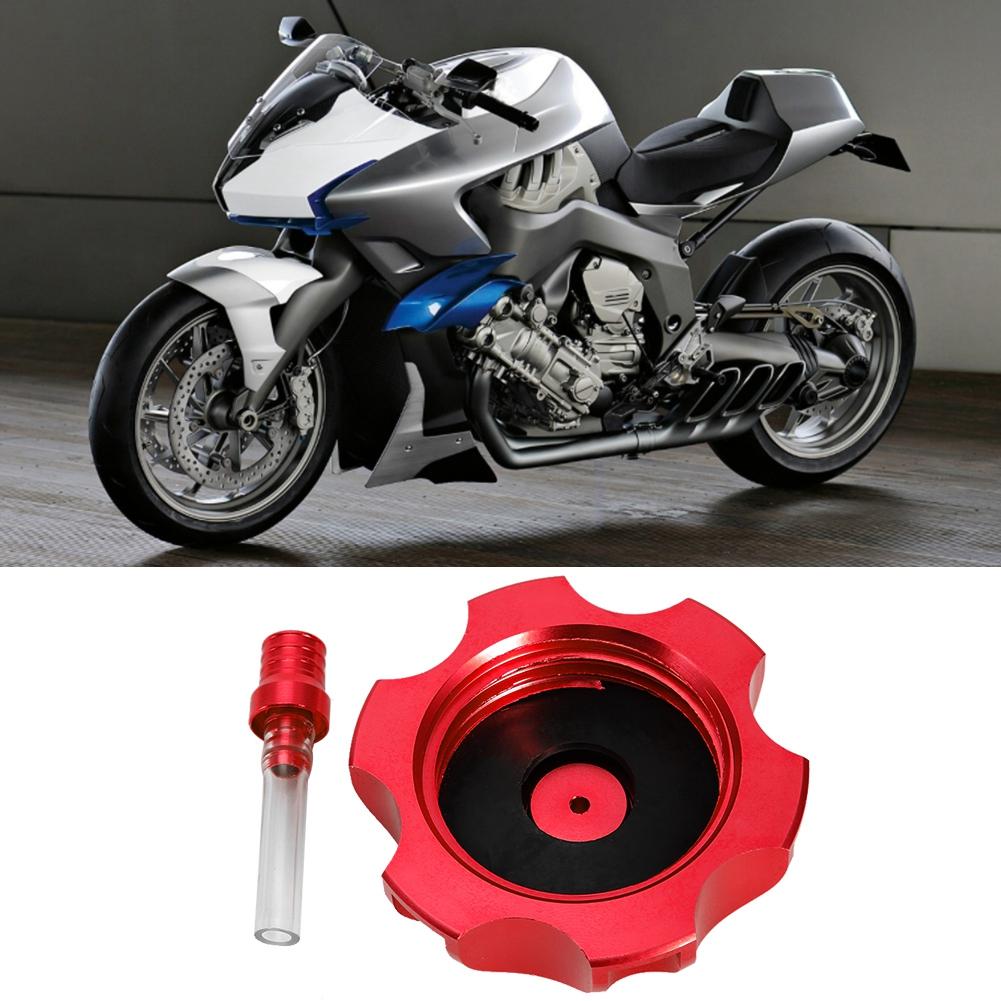 Motorcycle CNC Aluminum Gas Fuel Tank Cover Cap with Breather Vent (Red)