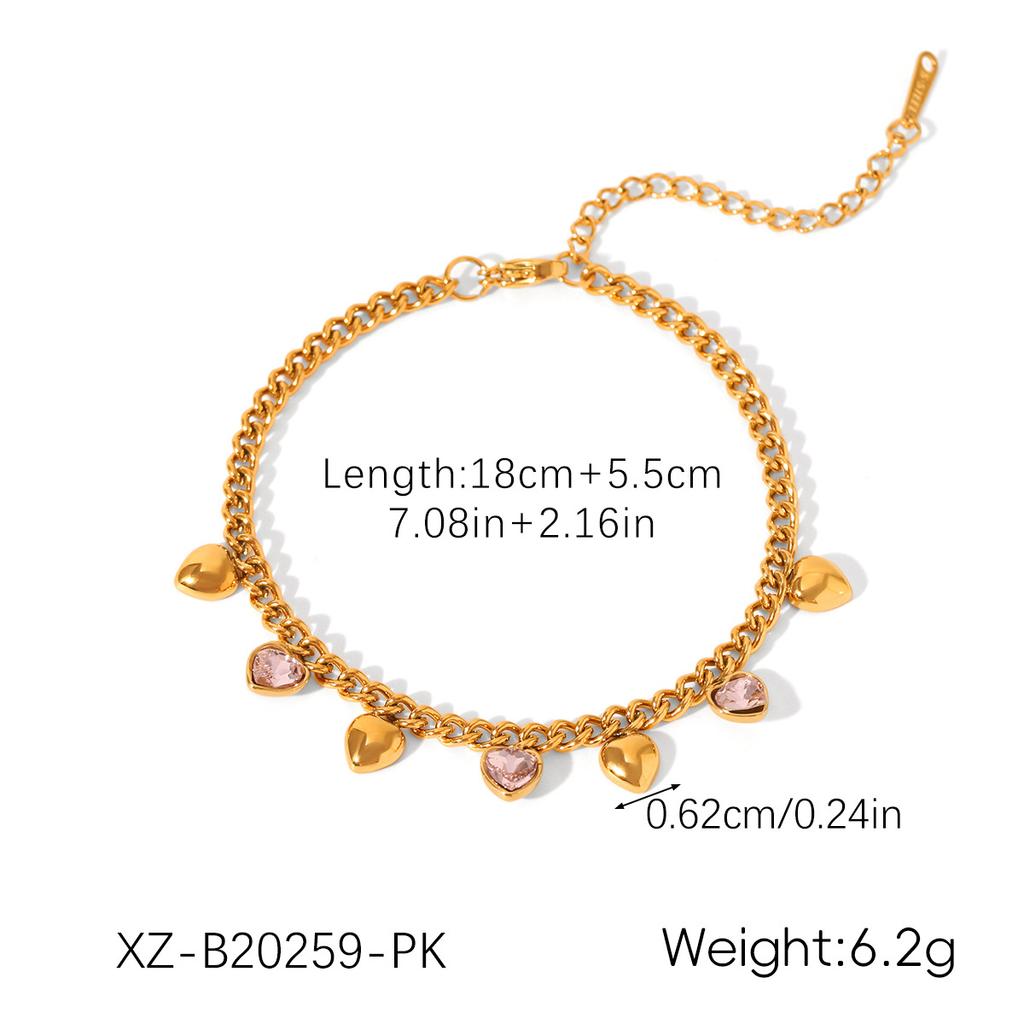 Classic Waterproof 18k Gold PVD Plated Zircon Geometric Trendy Chain Unisex Tennis Stainless Steel Bracelet Jewelry