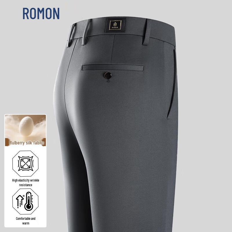 ROMON Men s Autumn/Winter Thick Business Casual Trousers 35