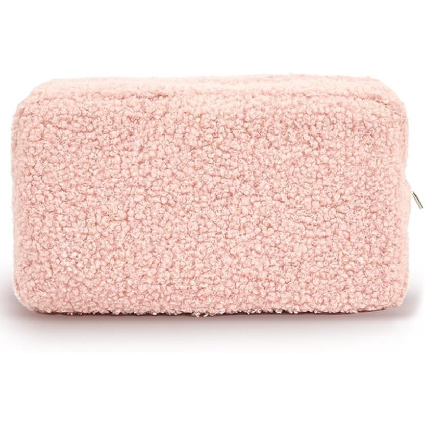 Косметичка, Мягкая косметичка из ткани  плюшевый мишка  для женщин, Милая эстетичная косметичка-пенал, Пушистая прямоугольная косметичка (серый)