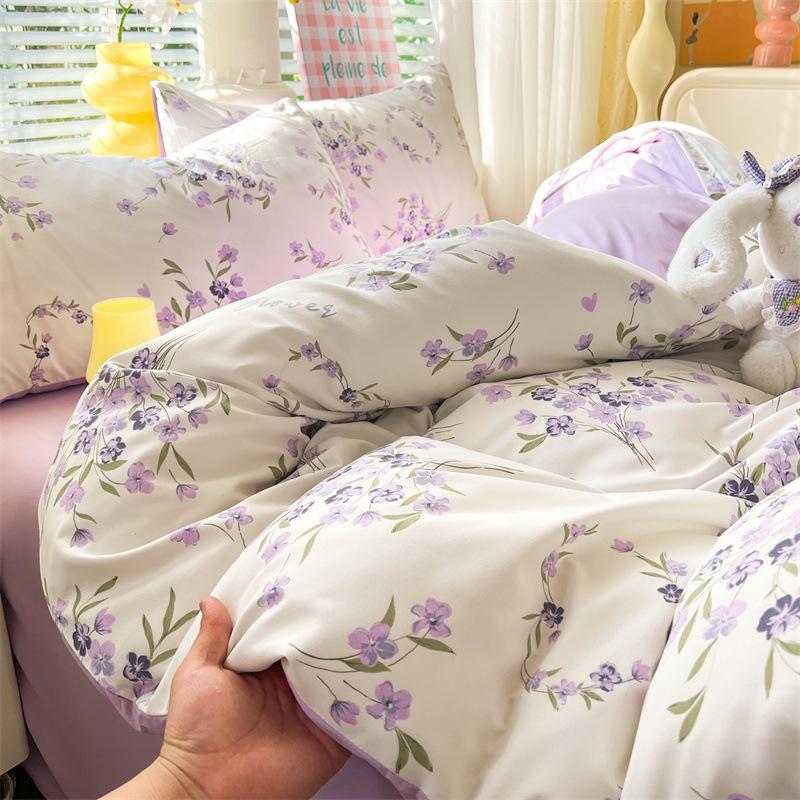 Class A Maternal And Infant Grade Washed Cotton Bed Four-Piece Set, Children'S Cartoon Bed Sheet Quilt Cover, Dormitory Single Quilt Cover 3Pcs Set