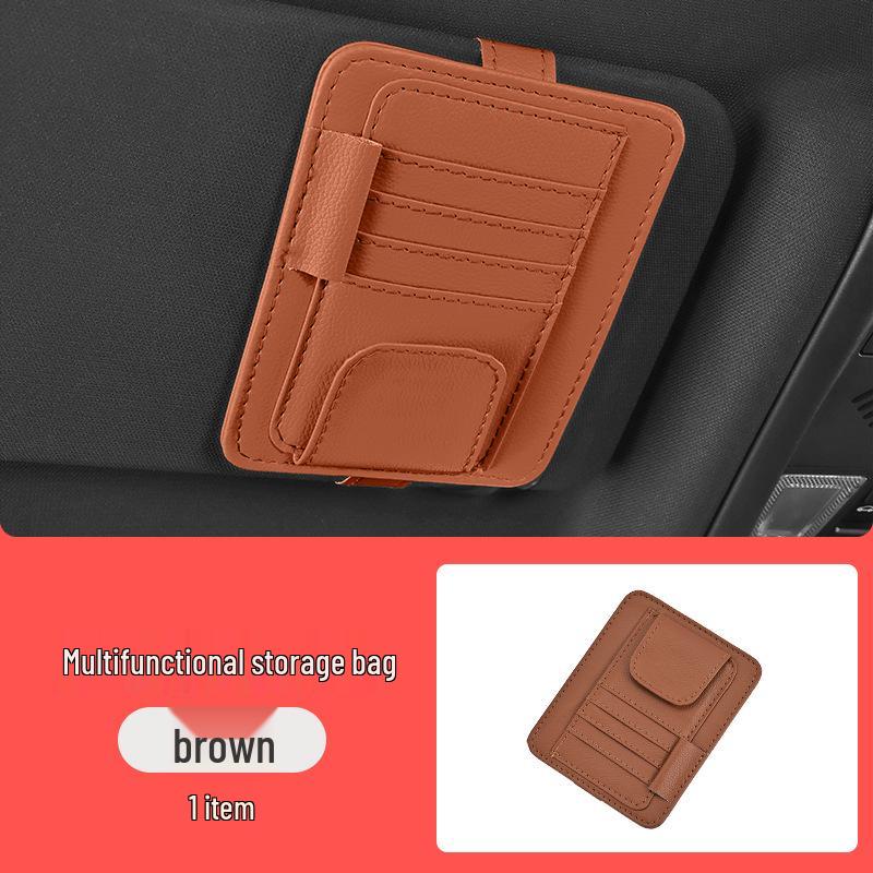 Multi-function Car Visor Organizer with Glasses Clip & Document Storage