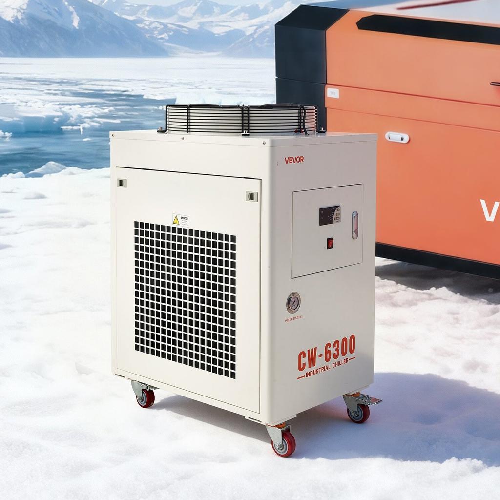 Refrigeratore d'acqua industriale, 8000 W, Sistema di raffreddamento refrigeratore d'acqua industriale con compressore, Portata massima 70 L/min, Capacità serbatoio 40 L, Refrigeratore per laser, per
