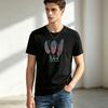 Men's Plus Size Cotton T-Shirt Short Sleeve Print Colorful Feathers Tee Breathable Oversized Male Tops