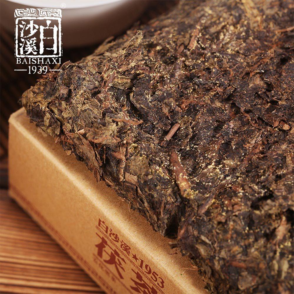 Fu Cha Dunkler Tee 338g Natürlicher Kräuter-Energieziegel Traditionell Goldene Blüte Wellness