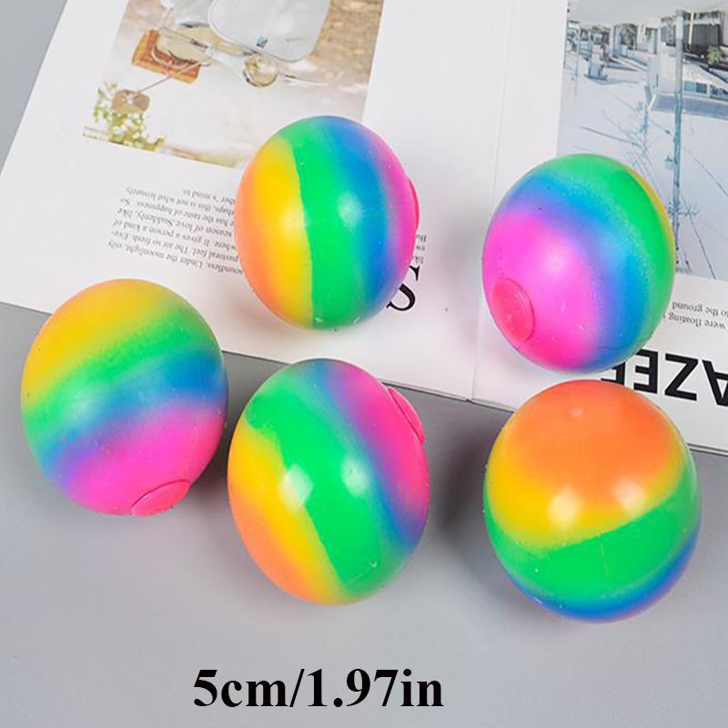 Creative Soft Rainbow Ball Squishy Toys Anti Stress Decompression Sensory Squeeze Fidget Toy For Adults Kids Classroom Prizes