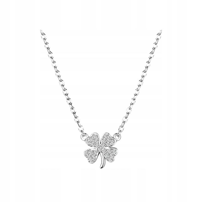 925 Silver Chain Earrings Bracelet Four Leaf Clover Crystal