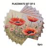 4/6pcs Rectangular Placemats - 12X18 Inch Countryside Poppy Heat-Resistant Placemats with 2D Element Design, Durable And Washable Polyester Tableware