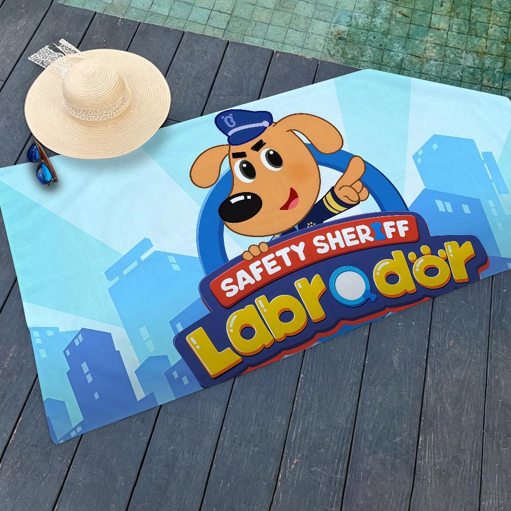 Asciugamano Cartoon Sicurezza S-Scieriffo L-Labrador Asciugatura Bagno Applicabile a Nuoto Leggero Campeggio Yoga Spiaggia Fuori