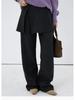Miu-Style High-Waisted Pleated A-Line Mid-Length Wool Blend Skirt - Women's Versatile Solid Color Slimming Design