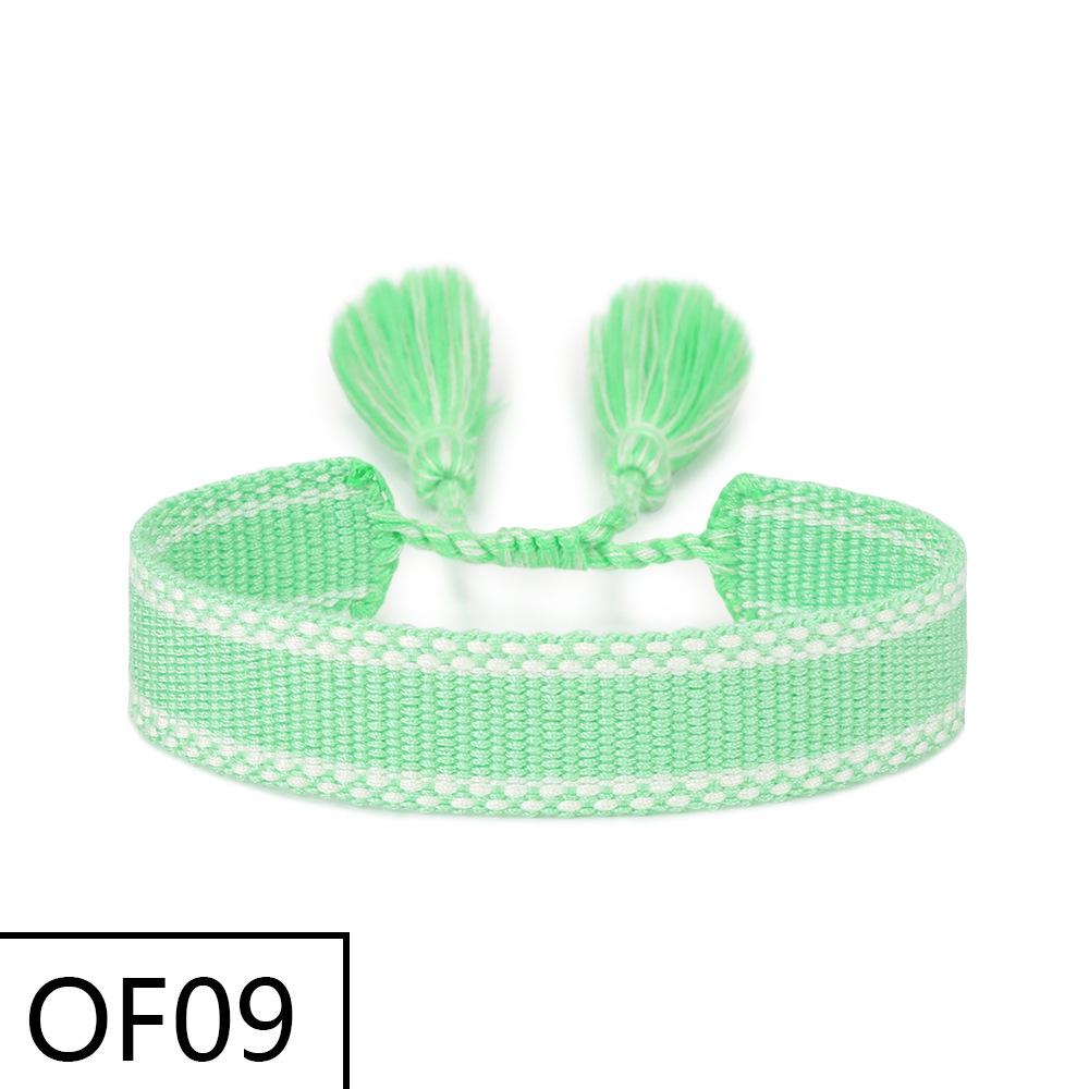 Embroiderable Polyester Cotton Letter Tassel Bracelet for Women – 1.5cm Woven Wristband