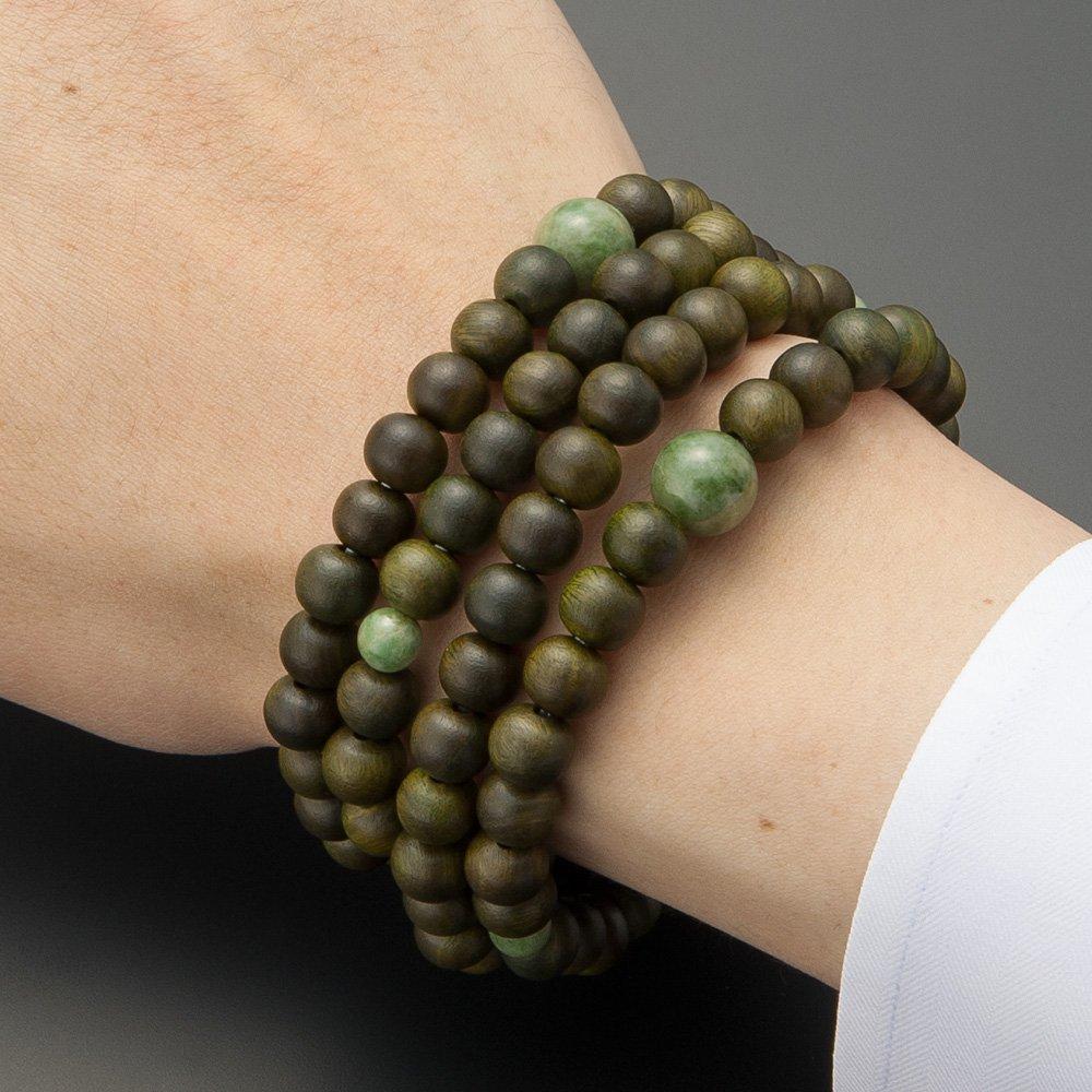 Buddhist Altar Shop Takita Shoten Specially Selected Bracelet Prayer Beads 108 Beads Green Sandalwood of Dokzan Beads Honshiki Prayer Beads Mala Bead