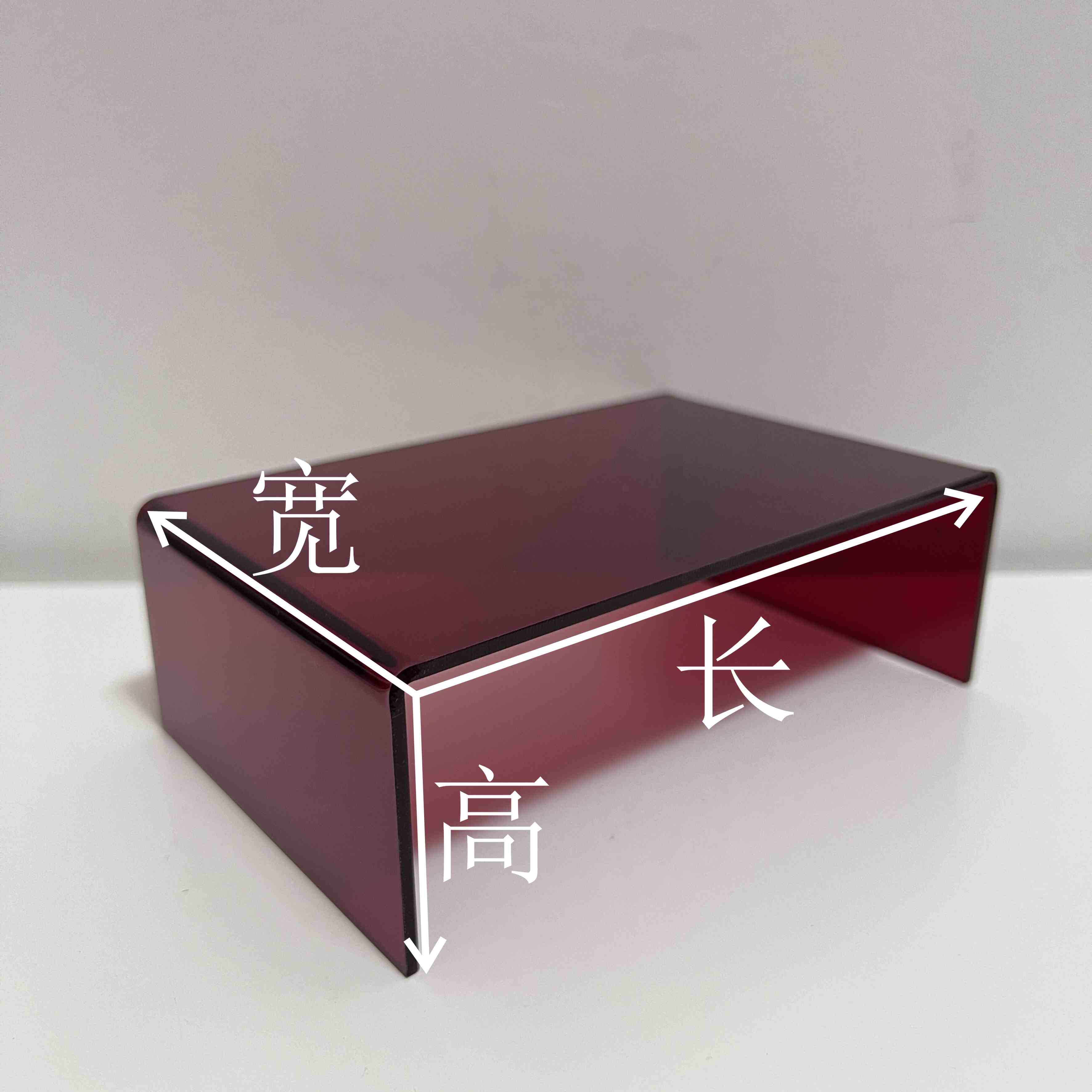 

Color Acrylic Display Riser Rack Plexiglass Shoe Bracket Jewelry Display Shelf Desktop Stand Divider Showcase Fixture Makeups 20x10x10cm