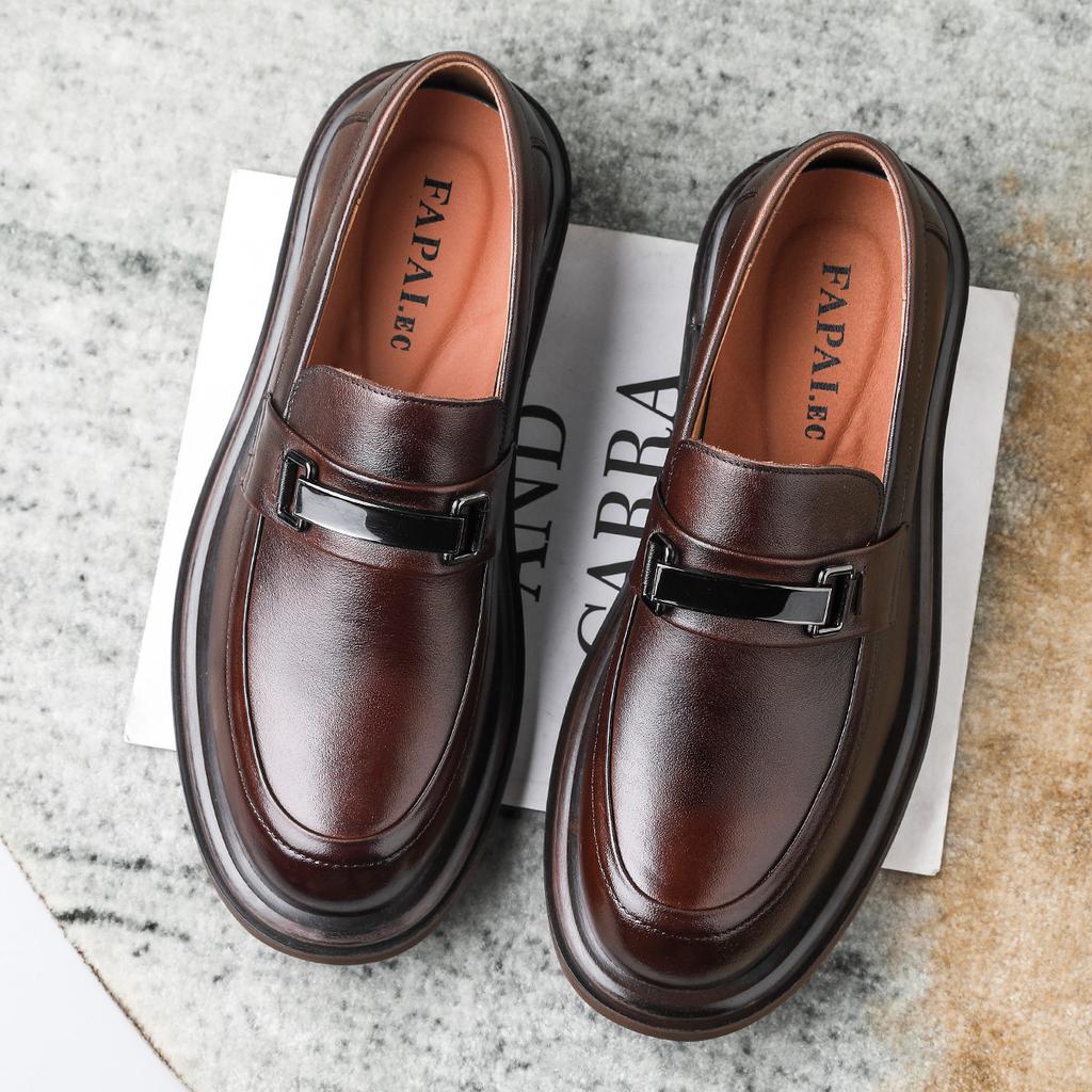 2025 men's leather shoes one-pedal loafers first layer cowhide business commute genuine leather men's shoes soft sole business leisure