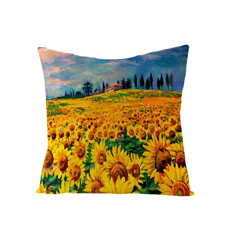 

Retro Style Polyester Pillow Cover Autumn Maple Leaf Sunflower Sofa Cushion Cushion Cover Home 45 * 45Cm (excluding pillow core)
