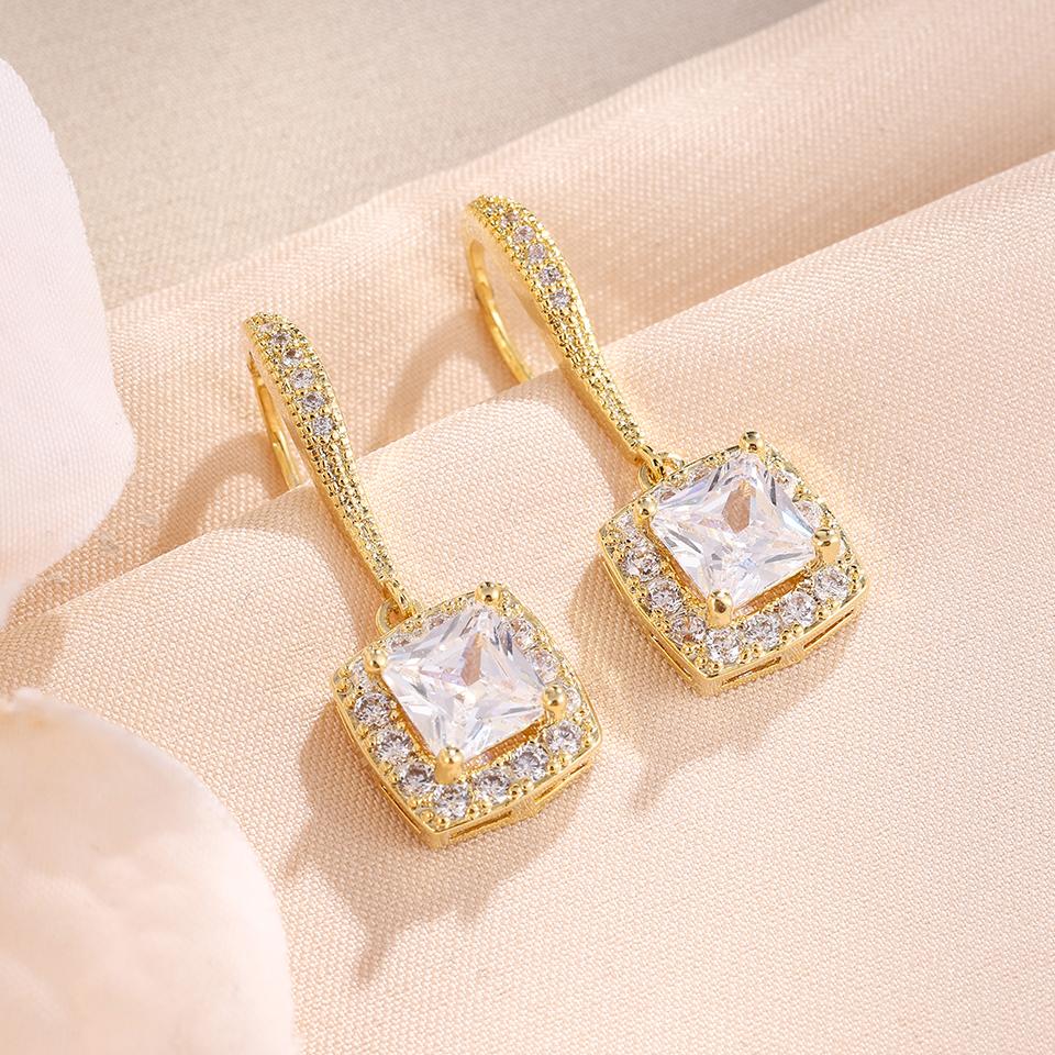 ZAKOL Luxury Teardrop Cubic Zirconia Dangle Earrings For Women Sparkling Crystal Earrings Bridal Wedding Party Jewelry Gift