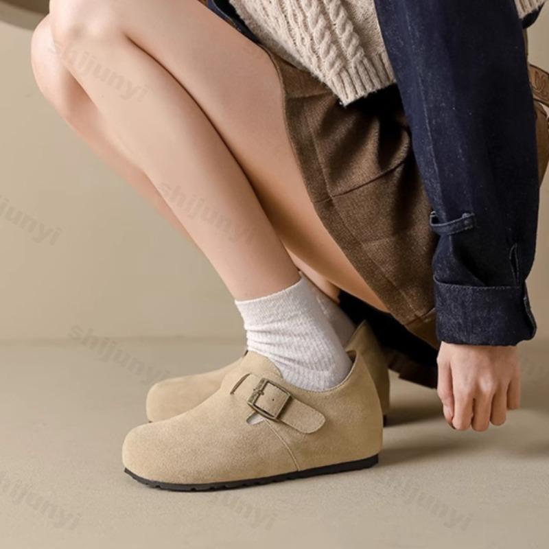 Classic Belt Buckle Loafers Woman 2026 Autumn Flats Shoes Ladies Retro Interior Height Increasing Casual Shoes Zapatos Mujer