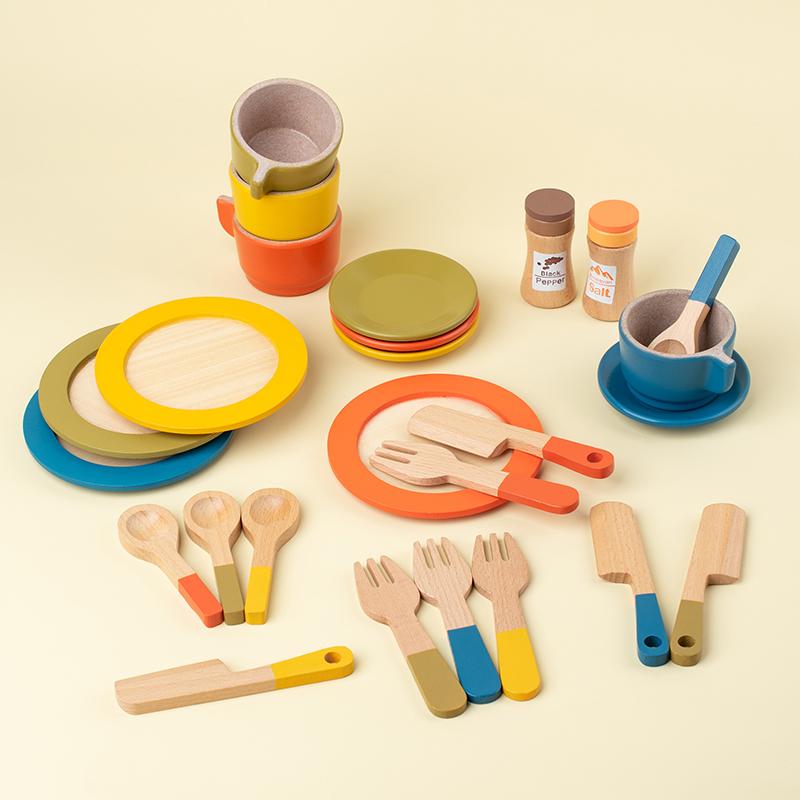 

Wooden Simulated Afternoon Tea Playset Toys Playsetss Combination Gift Present Play House Early Education Kitchen Children Cooking