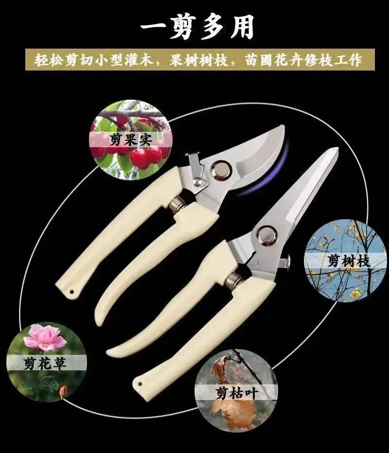 Cross-border Strong Stainless Steel Pruning Shears Multifunctional Gardening Scissors Orchard Picking Scissors Garden Branch Sci