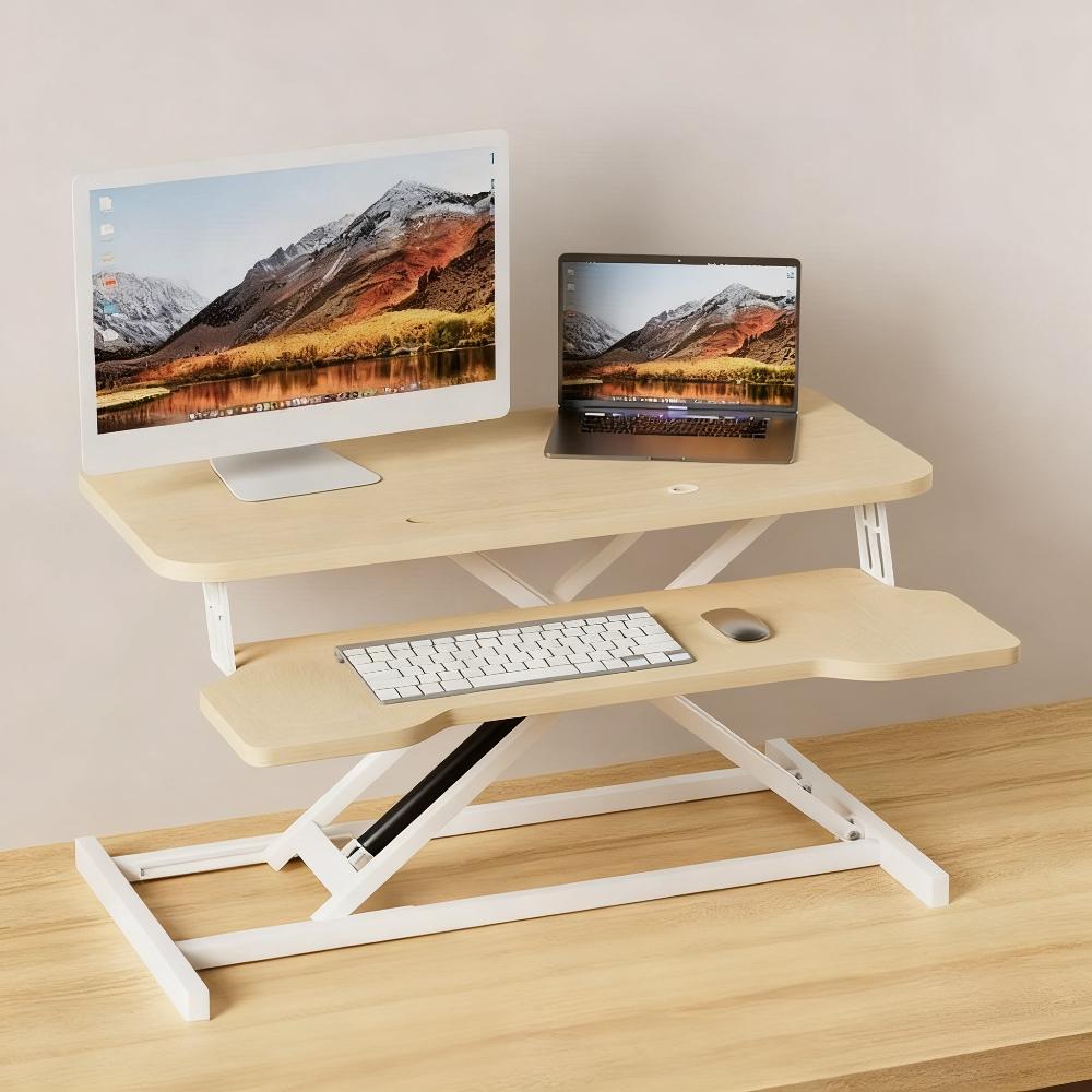 Height Adjustable Standing Desk - 2-Tier Electric Desk with 80x40x50cm Large Size, Ergonomic Motion Desk for Home Office