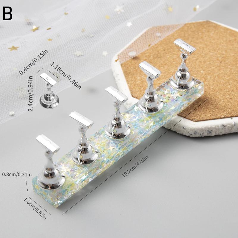 1 Set Iridescent Heart Sequins Magnetic Nail Holder False Tips Practice Stand Nail Art Display Salon Diy Tools